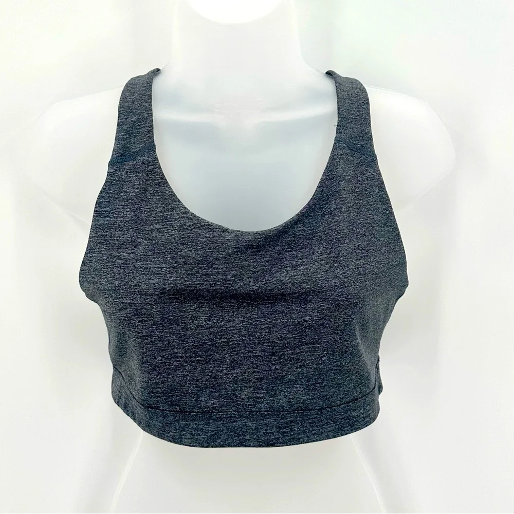 OLD NAVY Sports Bra Womens L Powerpress Medium Support Strappy Carbon
